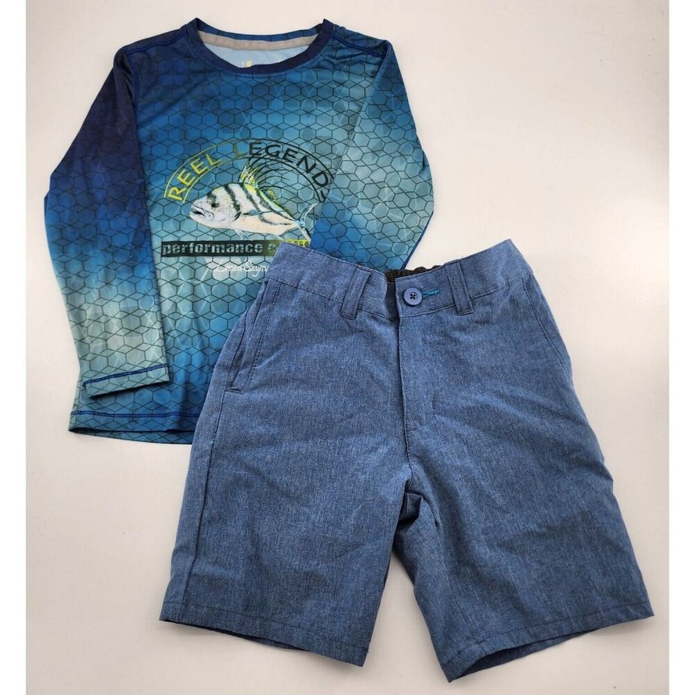 Reel‎ Legends Blue Reel-Tec Performance LS Shirt with Shorts Set Boys Size M (5)